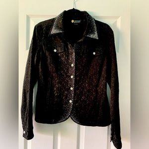 Christine Alexander Brocade crystal beaded jacket Size L